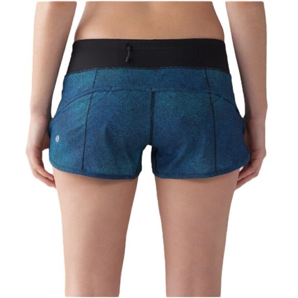 Lululemon Speed Running Shorts 4-way Stretch 2.5 Mid Rise Blue Black 6 - Picture 1 of 6